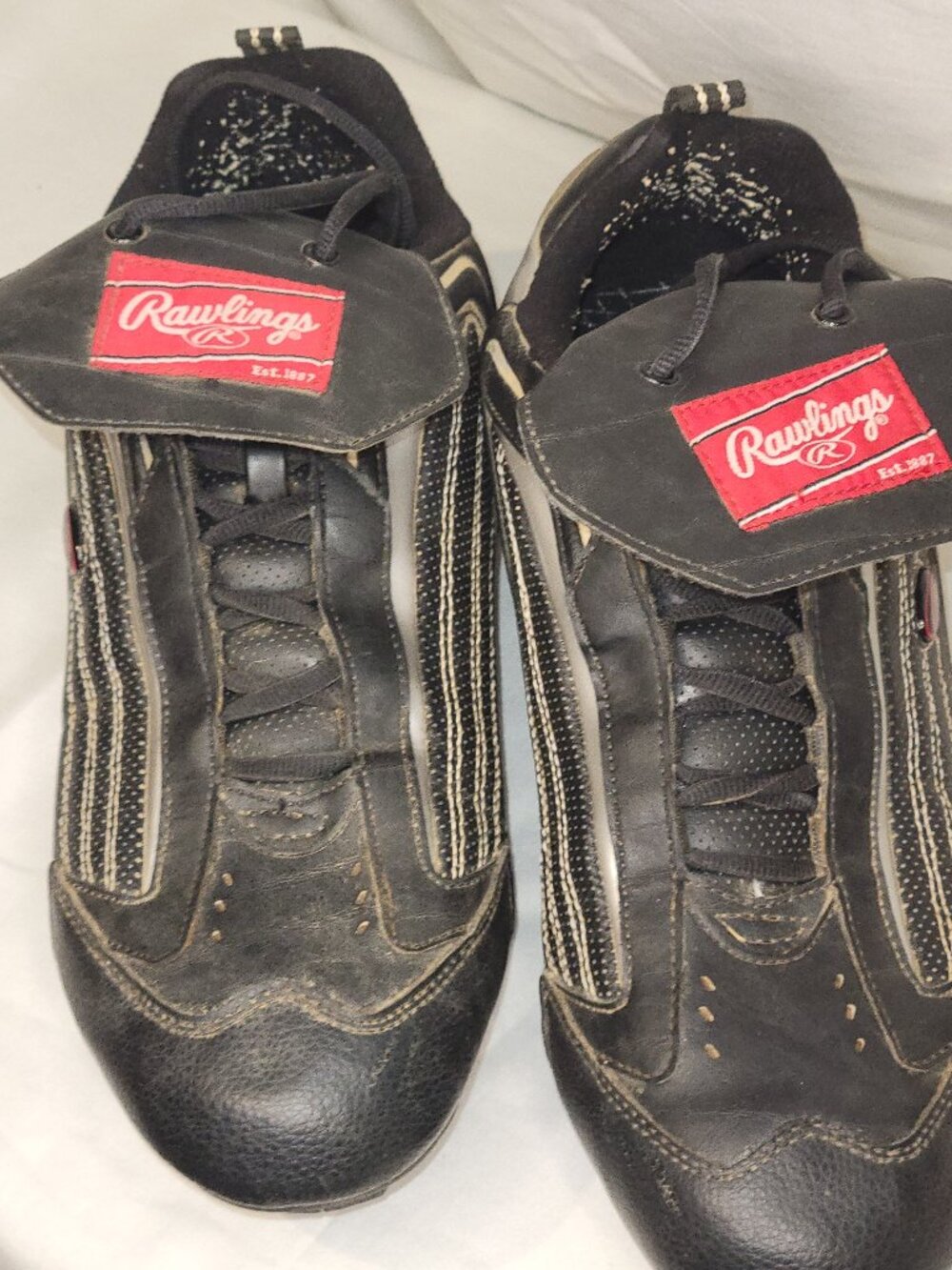 Rawlings Black Silver Men's Non-Marking Baseball Shoes Size 12